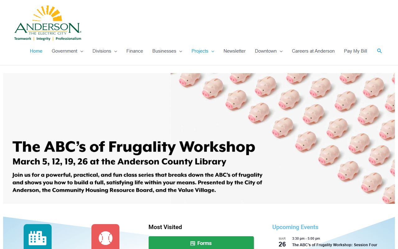 City of Anderson website