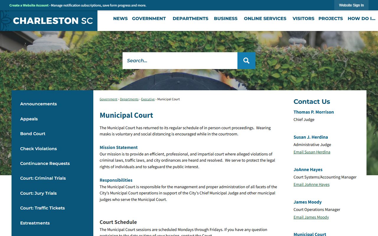 Charleston Municipal Court for divorce records
