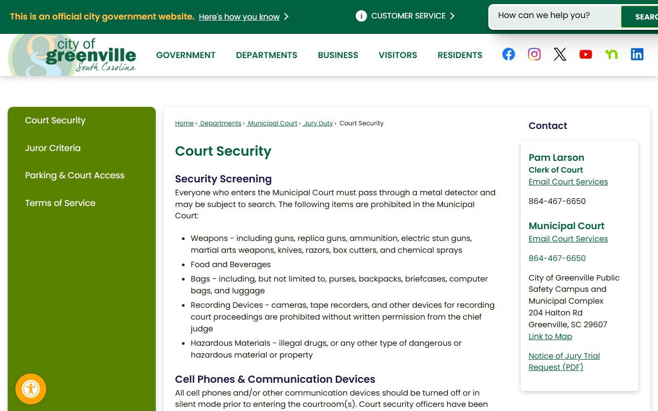 Greenville Municipal Court website