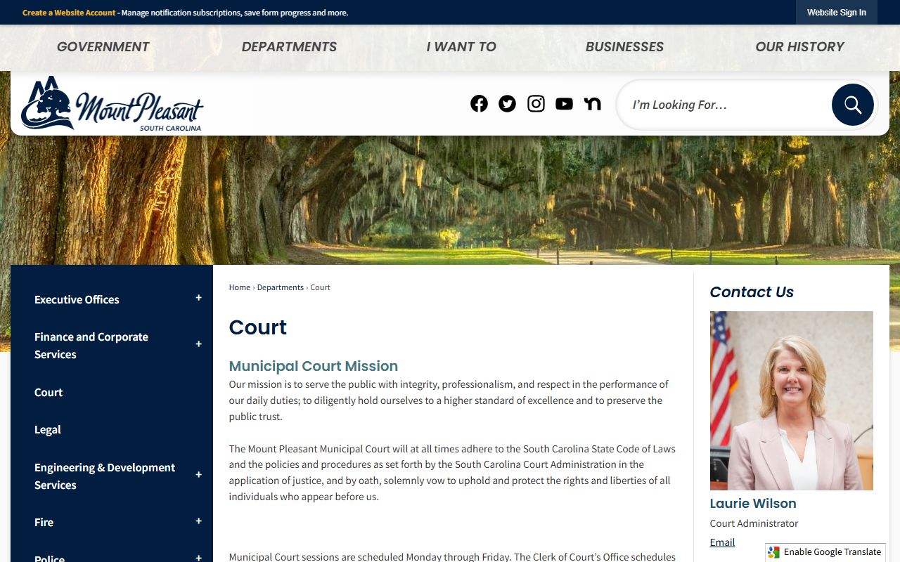 Mount Pleasant Municipal Court website