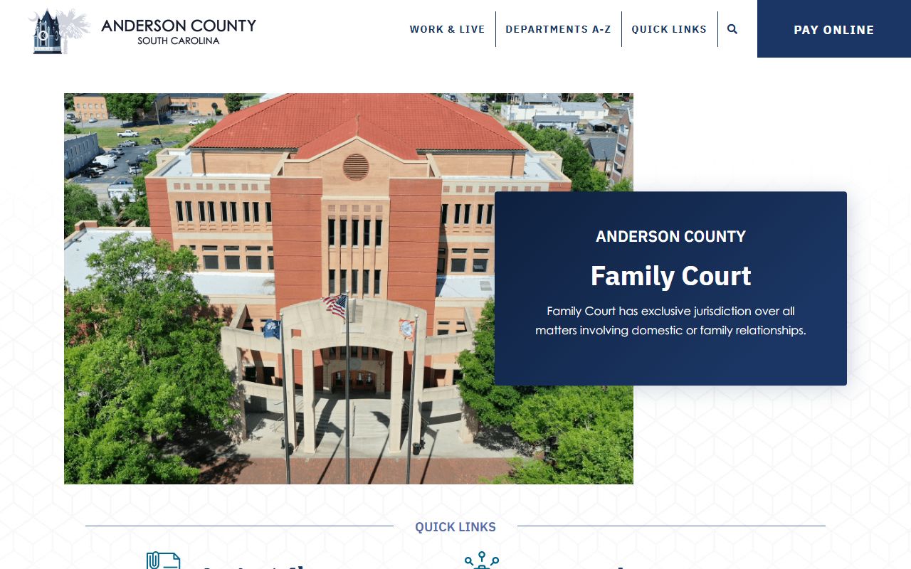 Anderson County Family Court page for divorce and family law case information