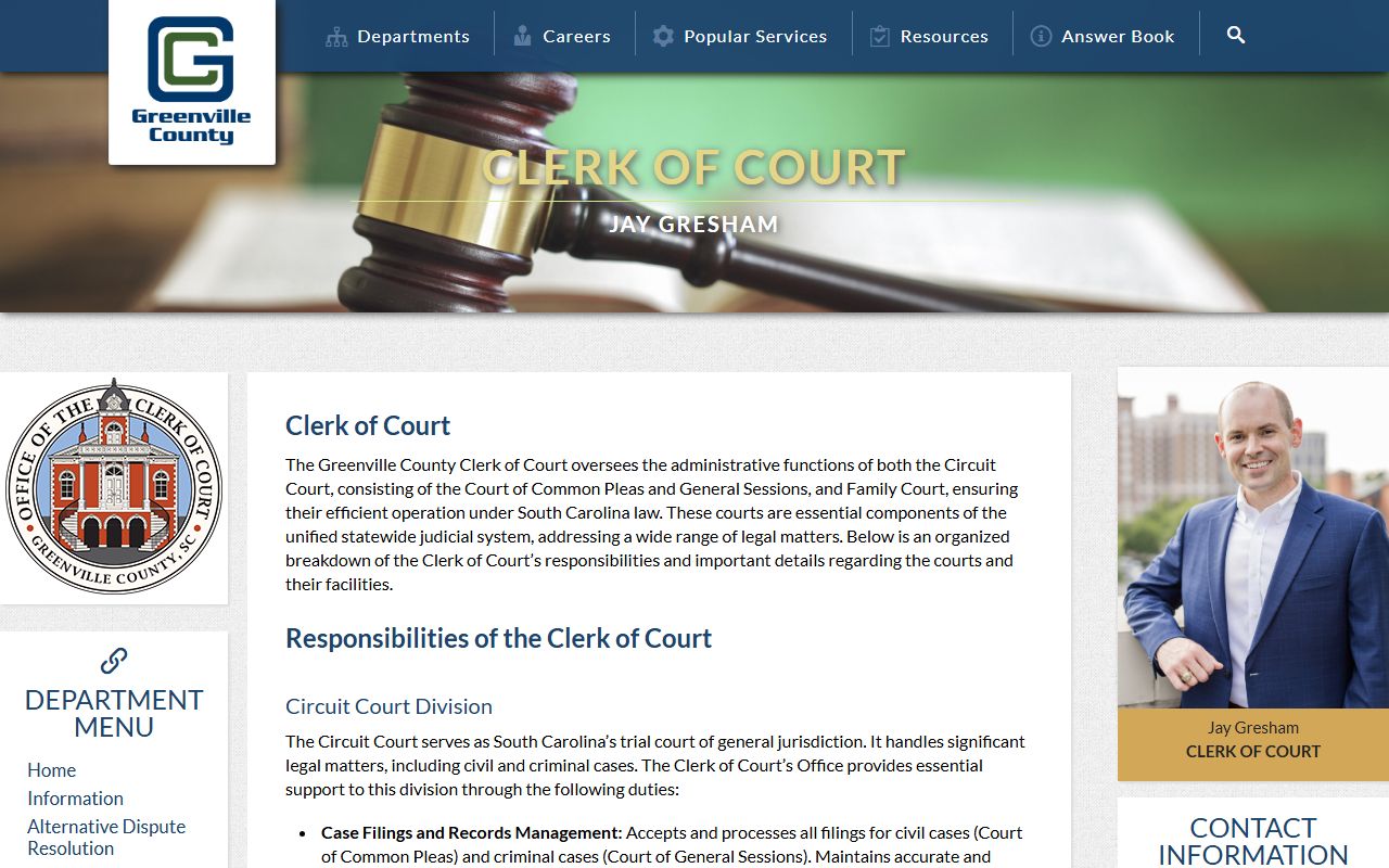Greenville County Clerk of Court website
