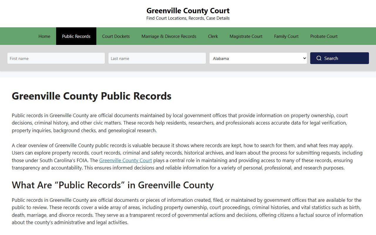Greenville County public records divorce decree