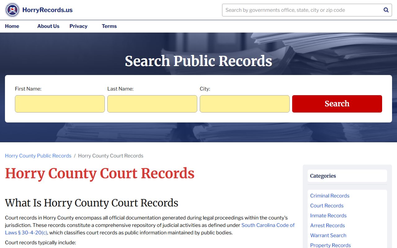 Horry County records divorce decree