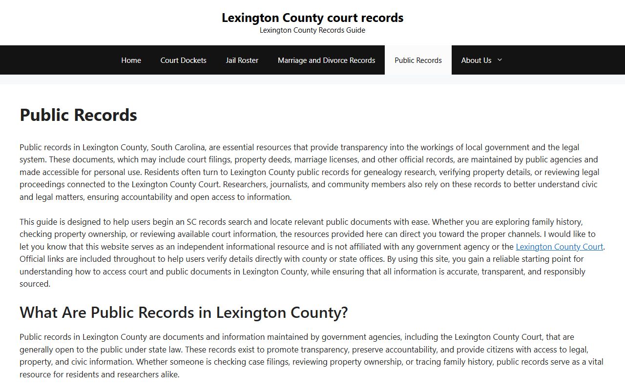 Lexington County public records
