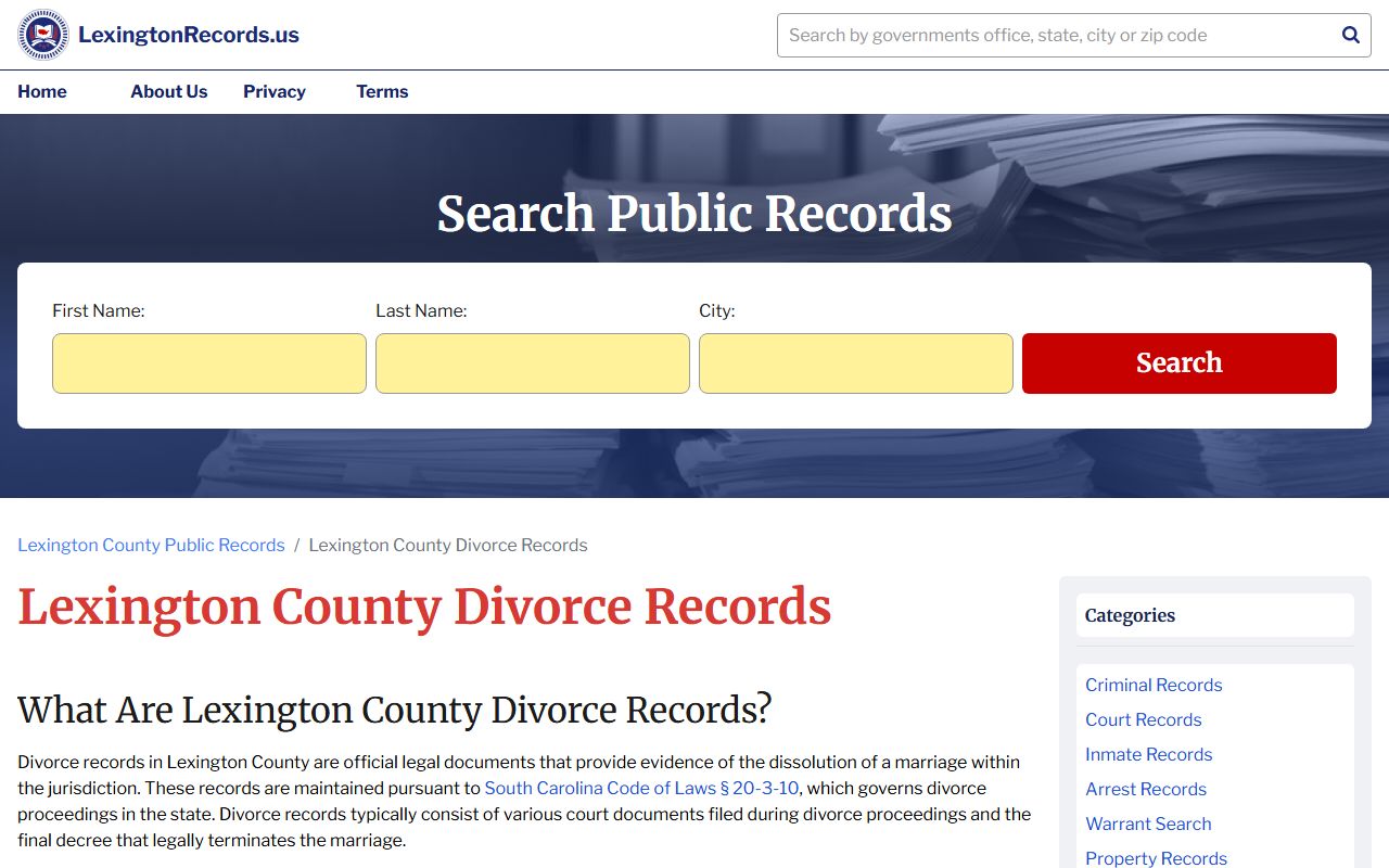 Lexington records divorce decree